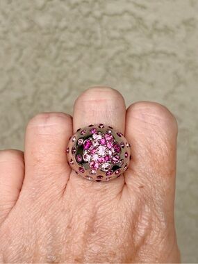 Camille Lucie Pink Crystal Dome Cocktail Ring